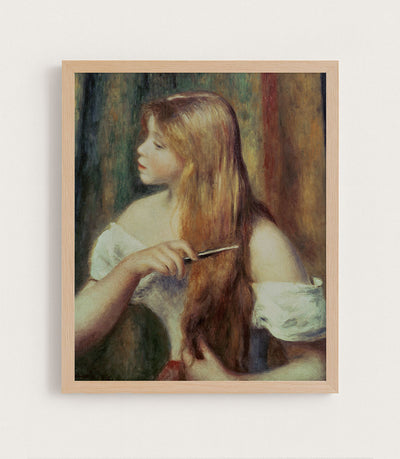 BLONDE GIRL COMBING HER HAIR - Museum Quality Art
