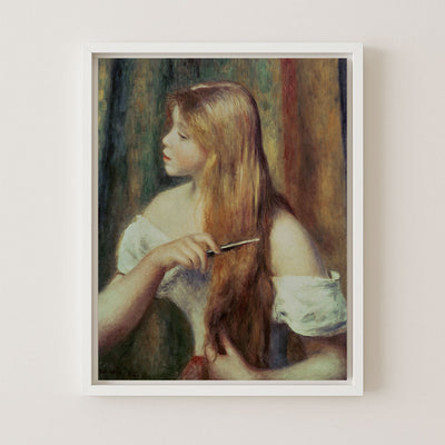 BLONDE GIRL COMBING HER HAIR - Museum Quality Art