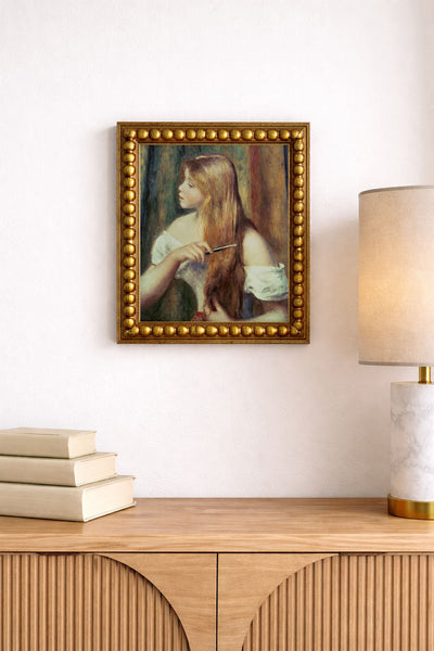 BLONDE GIRL COMBING HER HAIR - Museum Quality Art