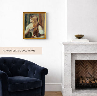 BLONDE GIRL COMBING HER HAIR - Museum Quality Art