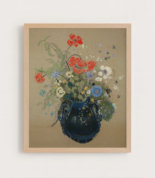 BLUE VASE OF FLOWERS - Museum Quality Art