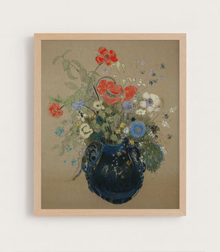 BLUE VASE OF FLOWERS - Museum Quality Art