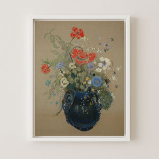 BLUE VASE OF FLOWERS - Museum Quality Art