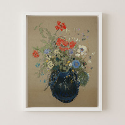BLUE VASE OF FLOWERS - Museum Quality Art