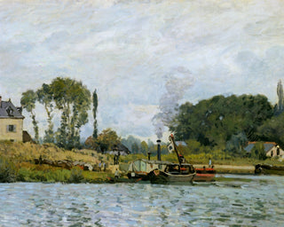 BOATS AT THE LOCK AT BOUGIVAL