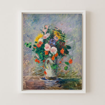 BOUQUET OF CHINESE ASTERS, NASTURTIUMS, AND SUNFLOWERS IN A VASE - Museum Quality Art