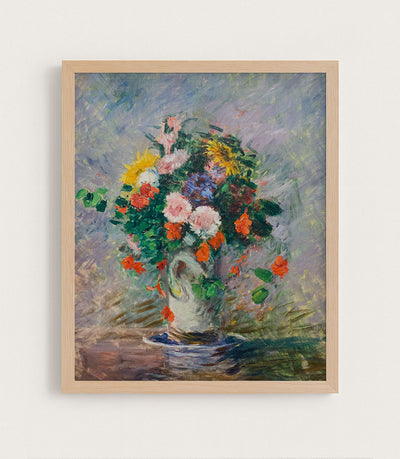 BOUQUET OF CHINESE ASTERS, NASTURTIUMS, AND SUNFLOWERS IN A VASE - Museum Quality Art