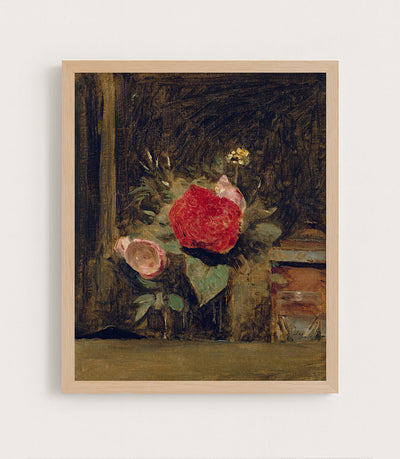 BOUQUET OF FLOWERS IN A GLASS BESIDE A TOBACCO POT - Museum Quality Art