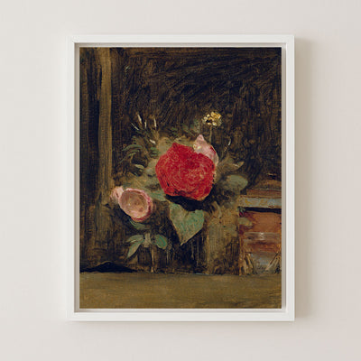 BOUQUET OF FLOWERS IN A GLASS BESIDE A TOBACCO POT - Museum Quality Art