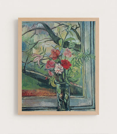 BOUQUET OF FLOWERS IN FRONT OF A WINDOW - Museum Quality Art