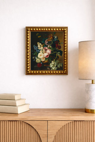 BOUQUET OF FLOWERS ON A MARBLE TABLE - Museum Quality Art