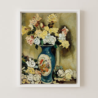 Bouquet of Roses in a Blue Vase