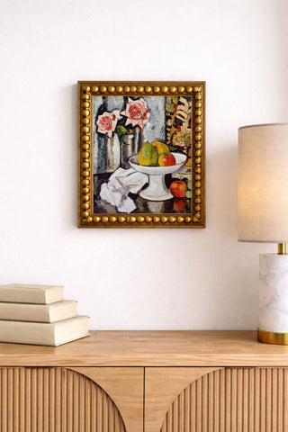 BOWL OF FRUIT AND PINK ROSES - Museum Quality Art