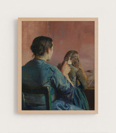 BRAIDING HER HAIR - Museum Quality Art