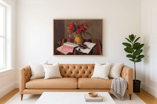 CARNATIONS AND ACCOUNT BOOKS - Museum Quality Art