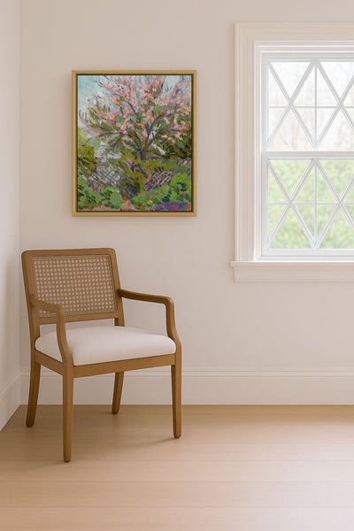 Cherry Blossom with Trellis Fence