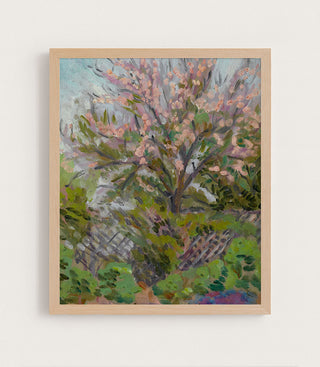 CHERRY BLOSSOM WITH TRELLIS FENCE - Museum Quality Art