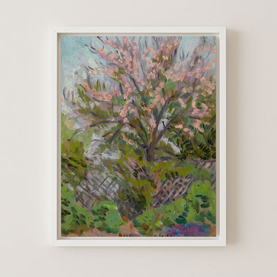 CHERRY BLOSSOM WITH TRELLIS FENCE - Museum Quality Art