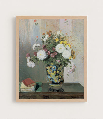 CHRYSANTHEMUMS IN A CHINESE VASE - Museum Quality Art