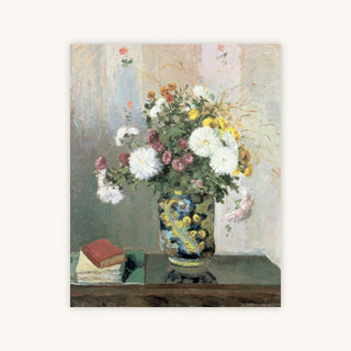 CHRYSANTHEMUMS IN A CHINESE VASE — Primary Image