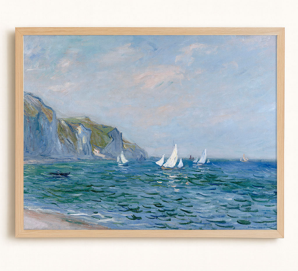 Cliffs and Sailboats at Pourville - Claude Monet Art Prints