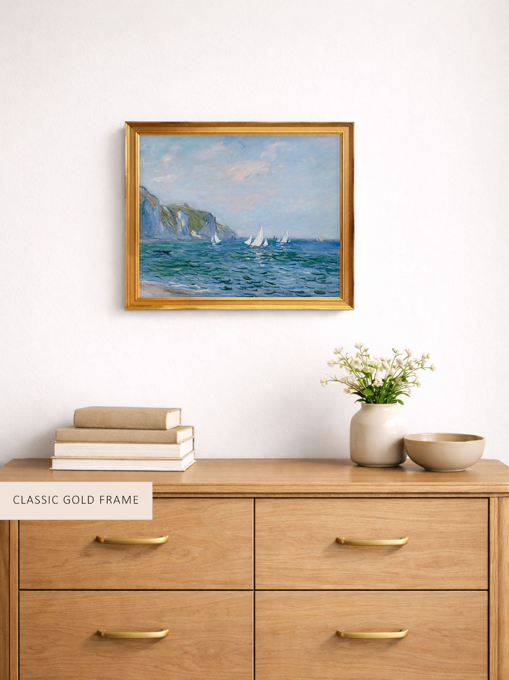 Cliffs and Sailboats at Pourville - Claude Monet Art Prints