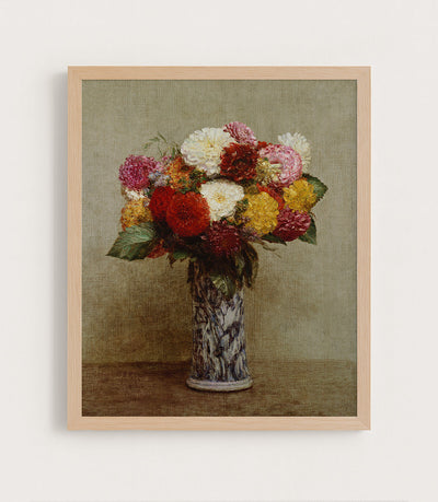 DAHLIAS IN A CHINESE VASE - Museum Quality Art