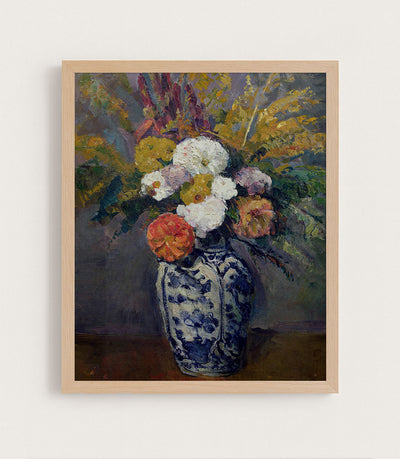 Dahlias in Blue Vase