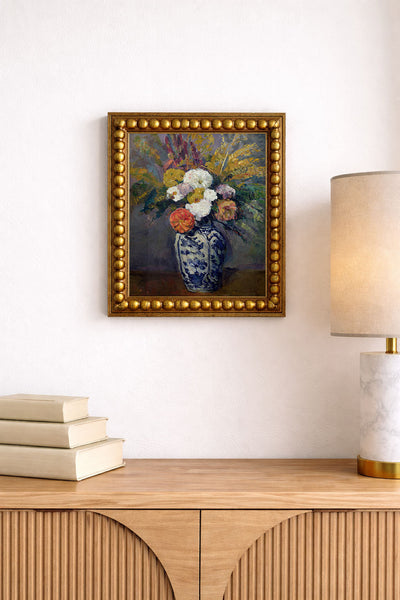Dahlias in Blue Vase