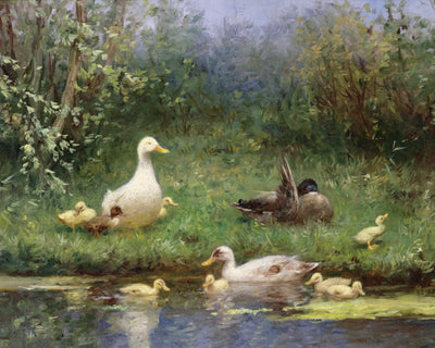 Ducks on a Riverbank