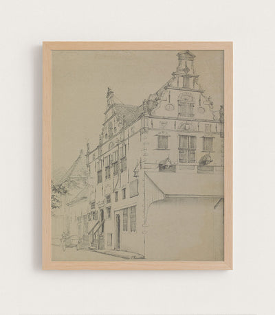 EUROPEAN HOUSE SKETCH - Museum Quality Art