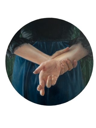 False Hope — Oil on Round Metal Panel, 12 × 12 in