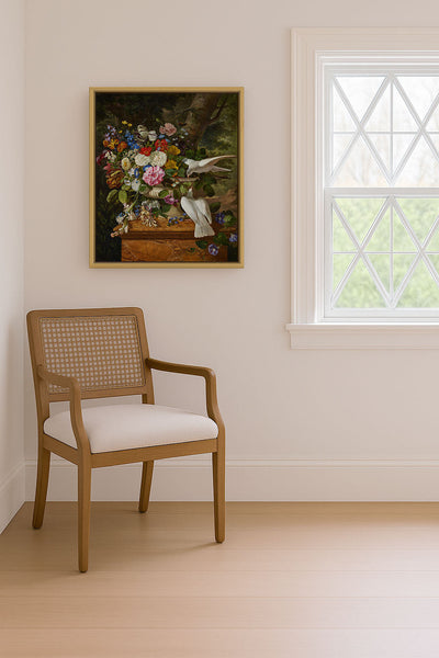 FLOWERS AND DOVES - Museum Quality Art