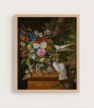 FLOWERS AND DOVES - Museum Quality Art