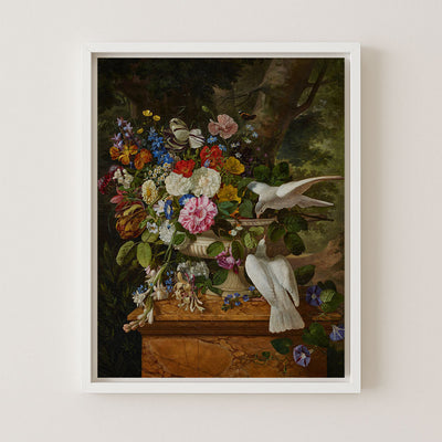 FLOWERS AND DOVES - Museum Quality Art