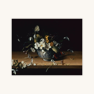 FLOWERS IN A BLUE PORCELAIN BOWL — Primary Image