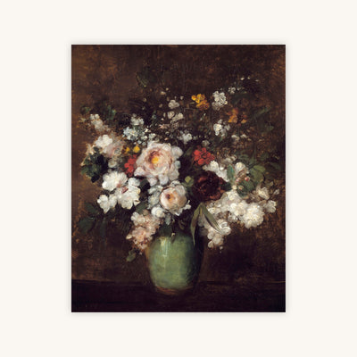 FLOWERS IN A GREEN VASE — Primary Image