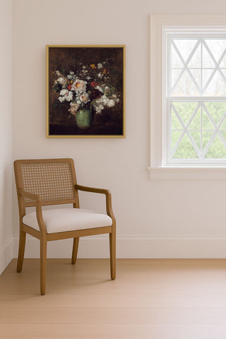 FLOWERS IN A GREEN VASE - Museum Quality Art