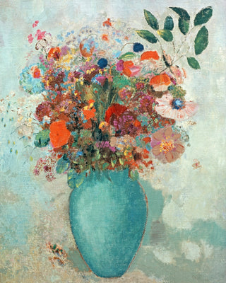 FLOWERS IN A TURQUOISE VASE