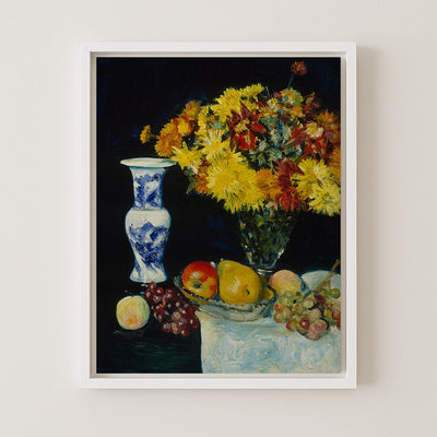 FLOWERS IN A VASE AND FRUIT - Museum Quality Art