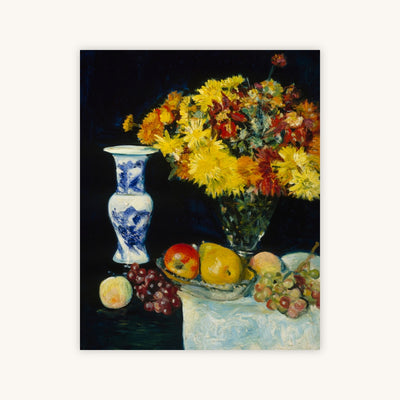 FLOWERS IN A VASE AND FRUIT — Primary Image