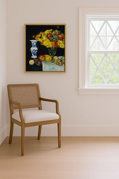 Flowers in a Vase and Fruit