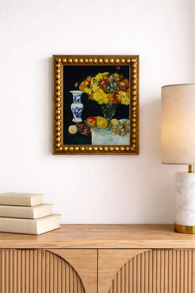 Flowers in a Vase and Fruit