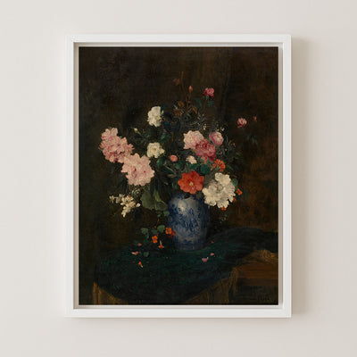 FLOWERS IN BLUE VASE - Museum Quality Art