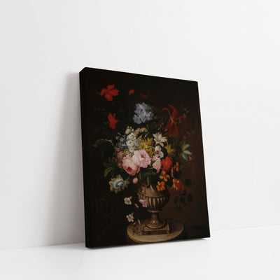 FLOWERS IN PEDESTAL VASE