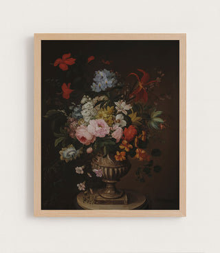 FLOWERS IN PEDESTAL VASE - Museum Quality Art