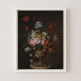 FLOWERS IN PEDESTAL VASE - Museum Quality Art
