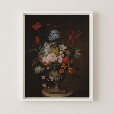 FLOWERS IN PEDESTAL VASE - Museum Quality Art