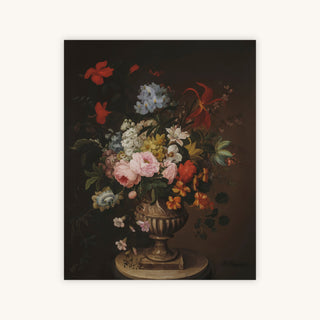 FLOWERS IN PEDESTAL VASE — Primary Image