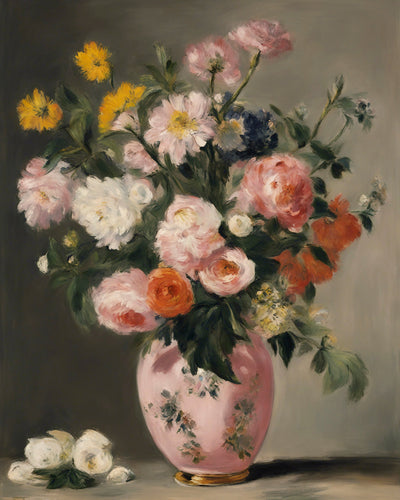 FLOWERS IN PINK VASE